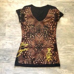 Christian Audigier Shirt w/ Rhinestones